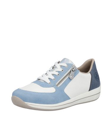 Rieker sko m/lynlås - Blå/hvid